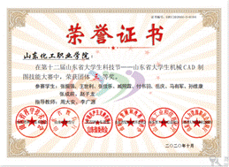 说明: 第十二届山东省大学生科技节-山东省大学生机械CAD制图技能大赛-三等奖-团体赛